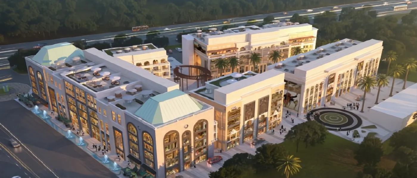 Aerial view of Whiteland Urban Cubes 71 SCO blocks on Main SPR, Sector 71 Gurgaon